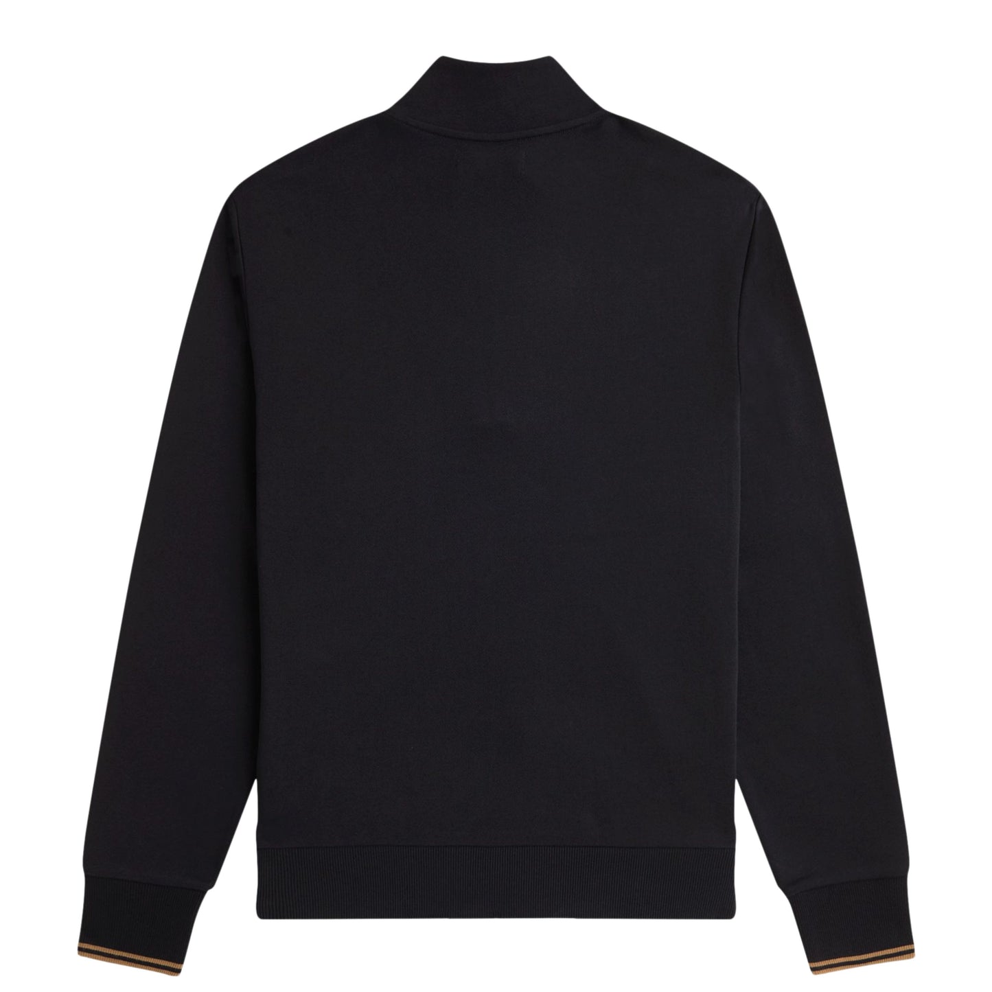 Sweat half zip para homem Fred Perry em Dark Black/Shaded Stone. Foto da parte de trás.