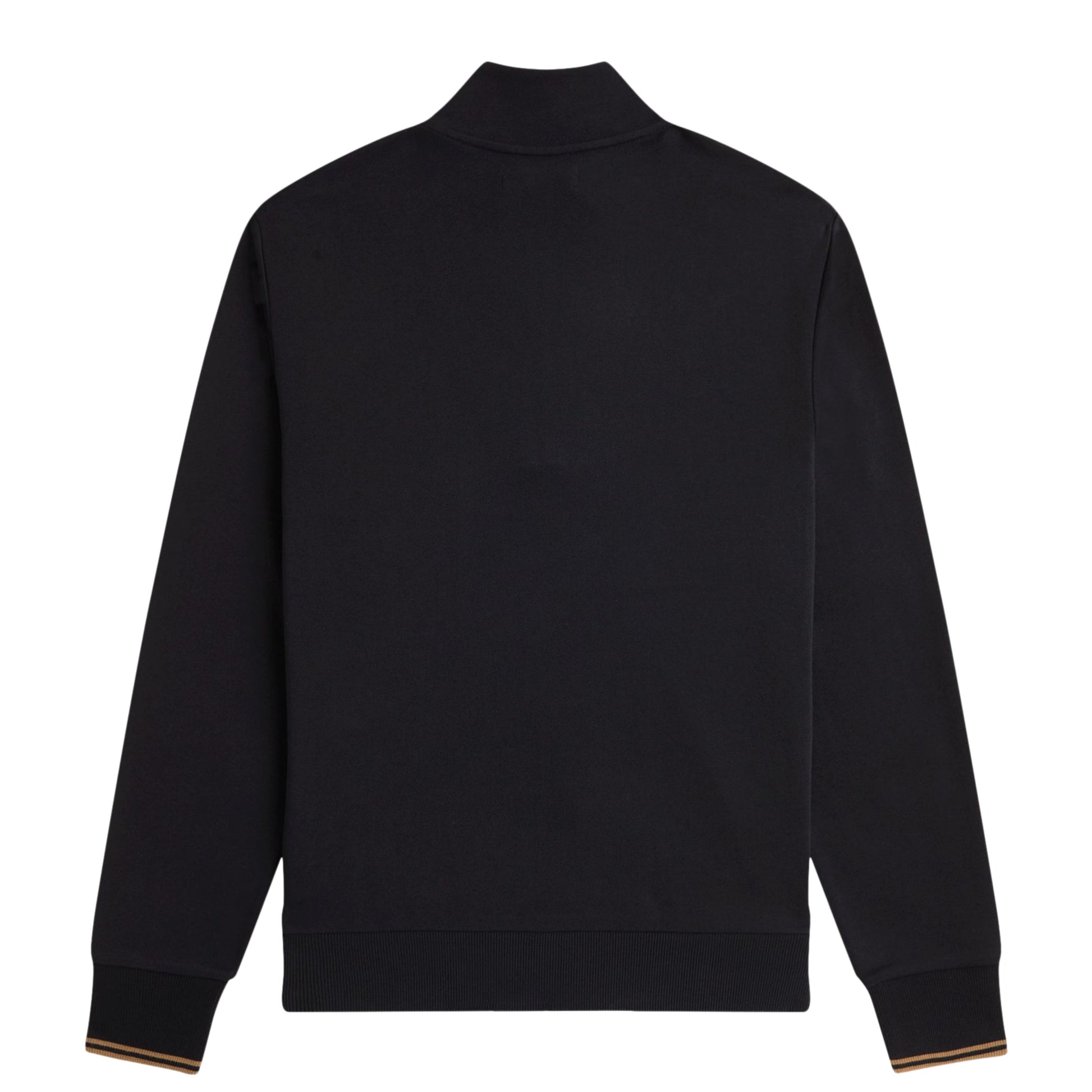 Sweat half zip para homem Fred Perry em Dark Black/Shaded Stone. Foto da parte de trás.