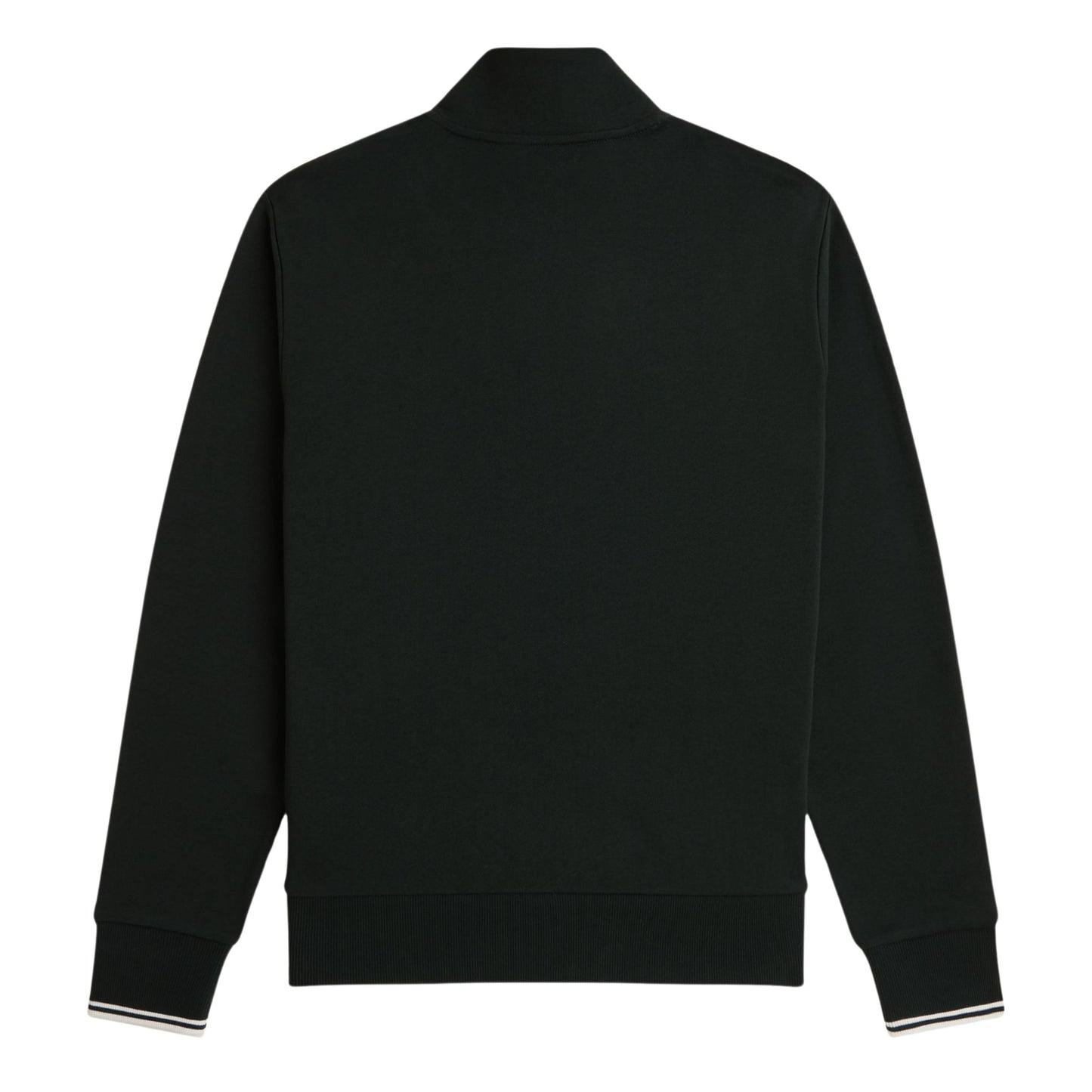 Sweat half zip Fred Perry em Night Green/Snow White. Foto da parte de trás.