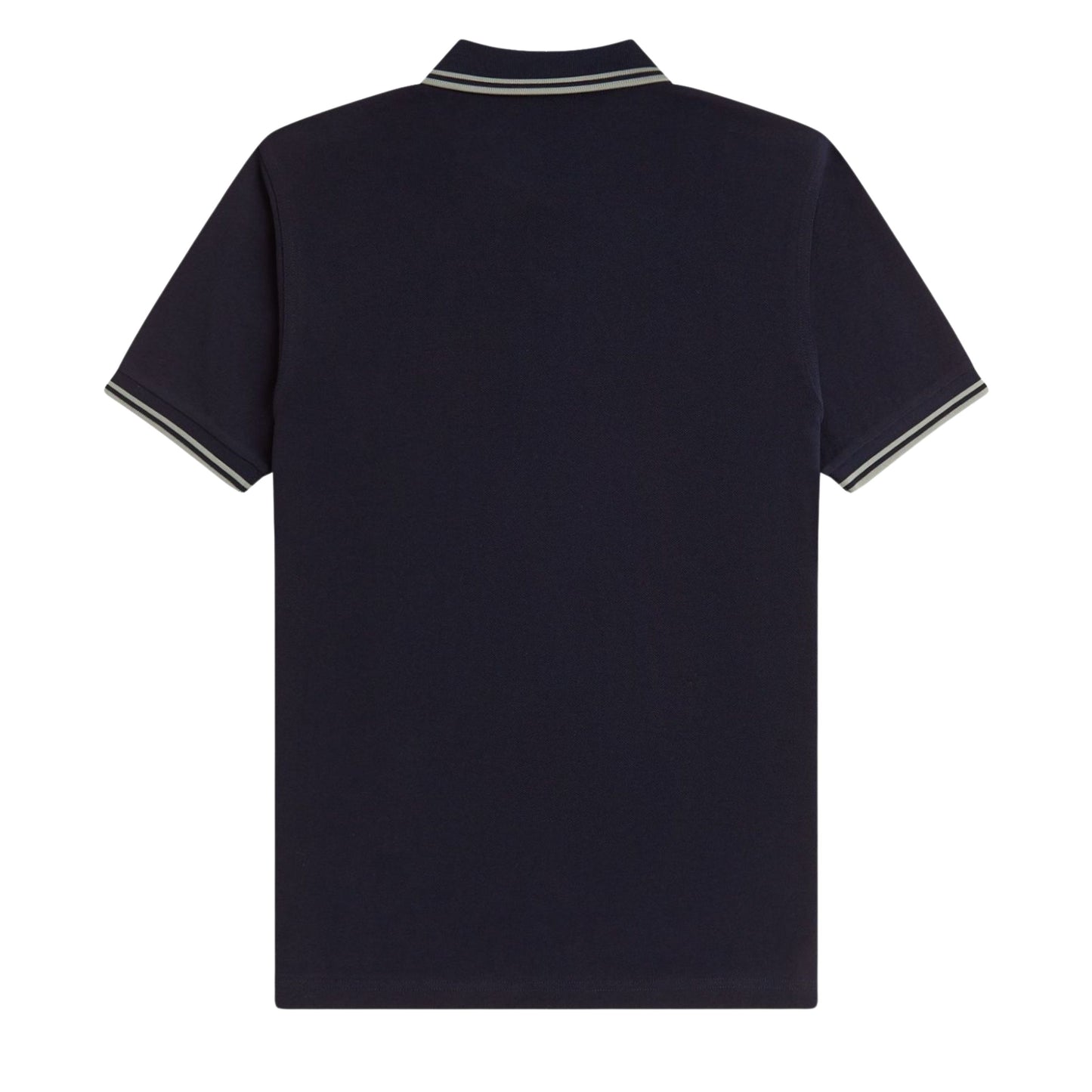 Polo de manga curta para homem Fred Perry M3600 em Azul Marinho/Seagrass/Seagrass. Foto da parte de trás.