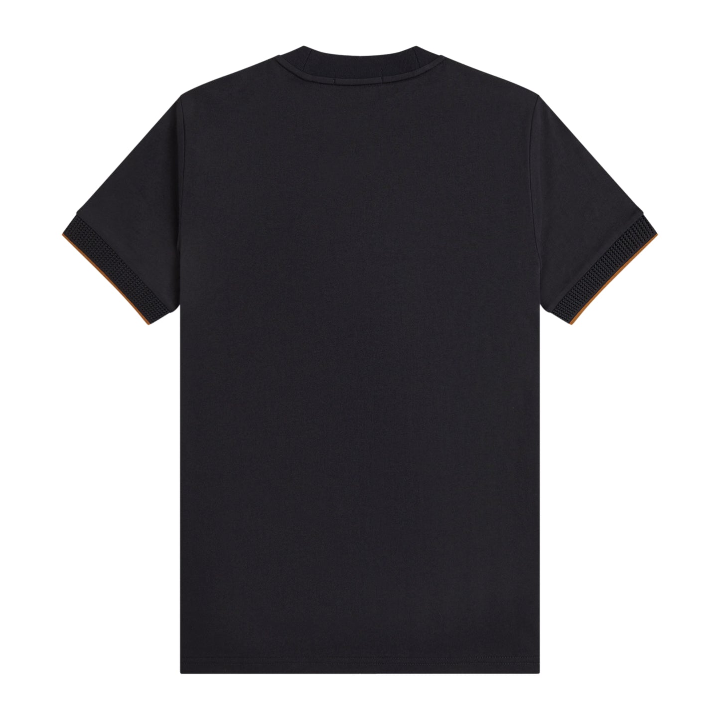 T-Shirt de manga curta para homem Fred Perry Mesh Cuff em Preto. Foto da parte de trás.