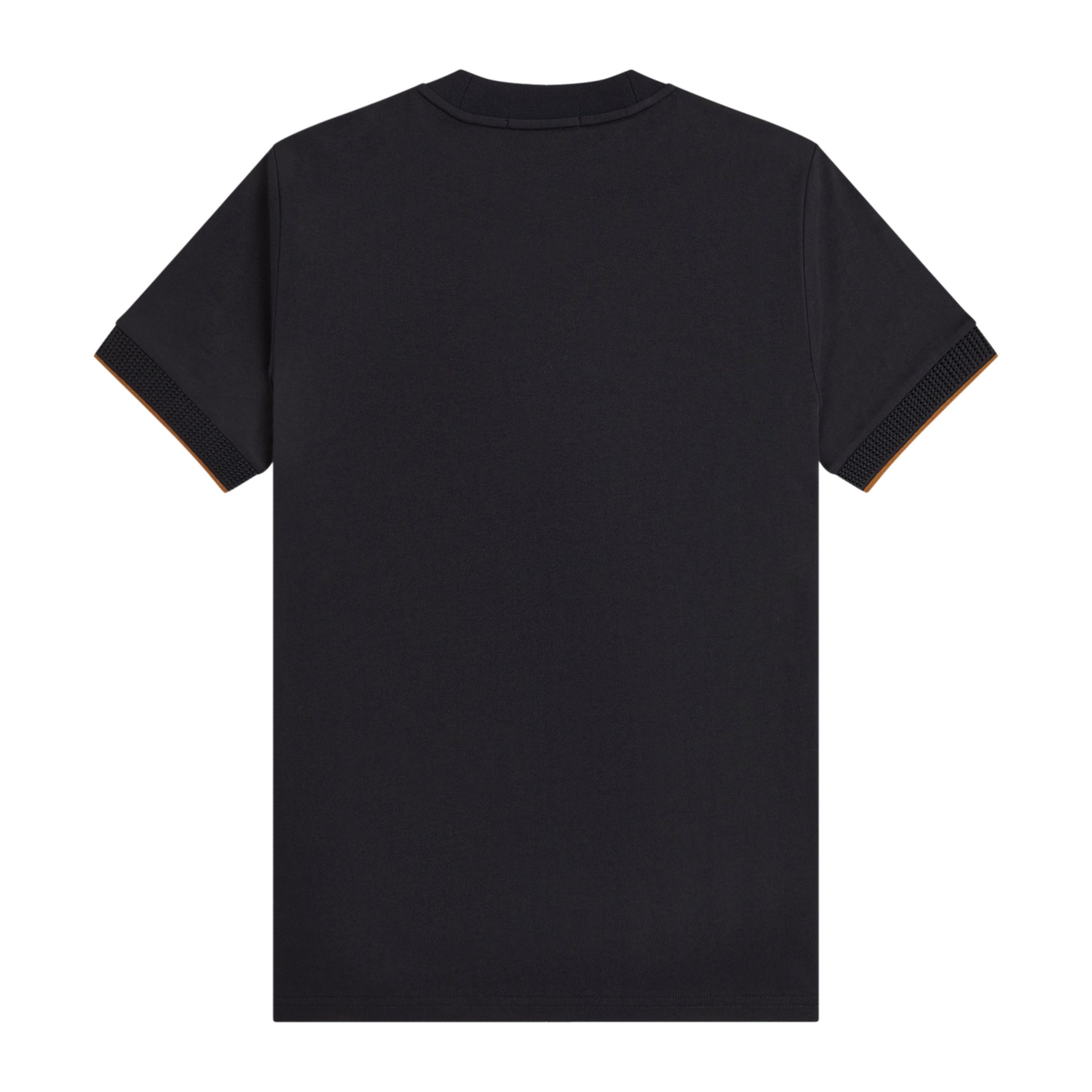 T-Shirt de manga curta para homem Fred Perry Mesh Cuff em Preto. Foto da parte de trás.