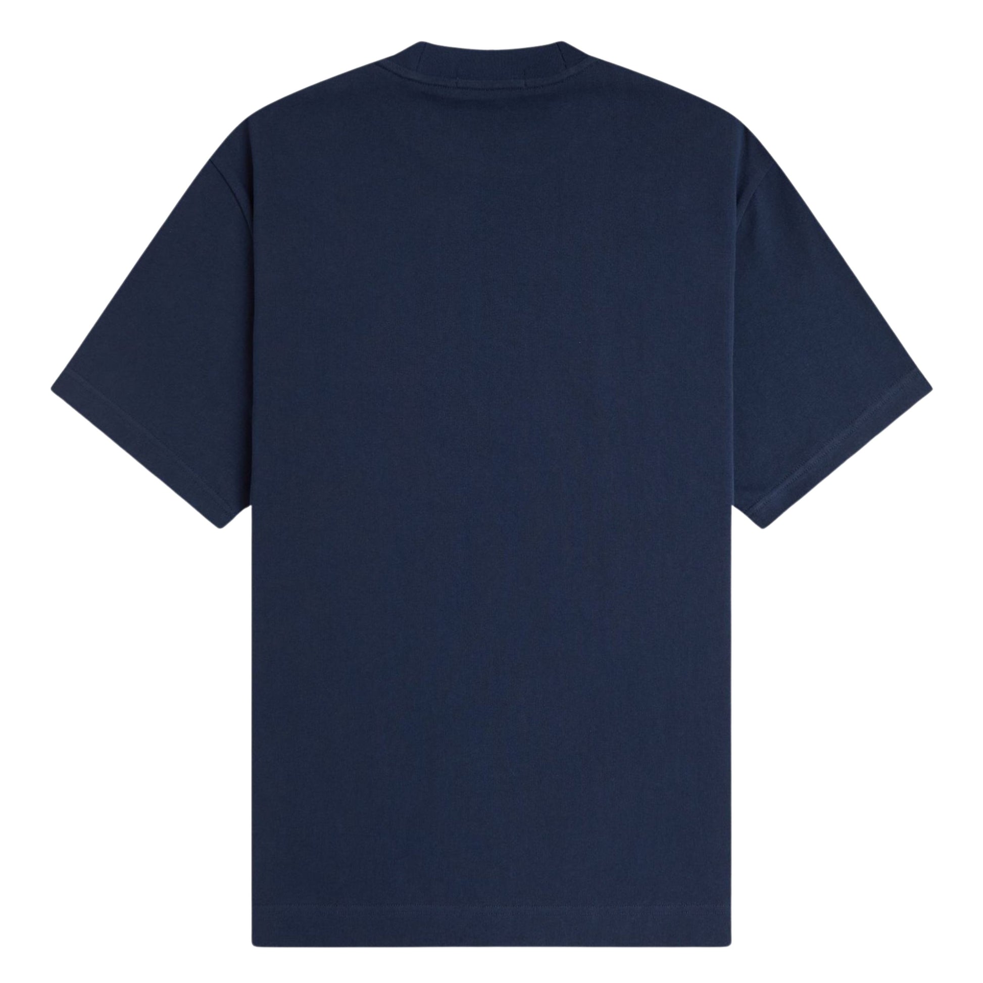 T-Shirt de manga curta para homem Fred Perry Original Sportswear em Tennis Blue. Foto da parte de trás.