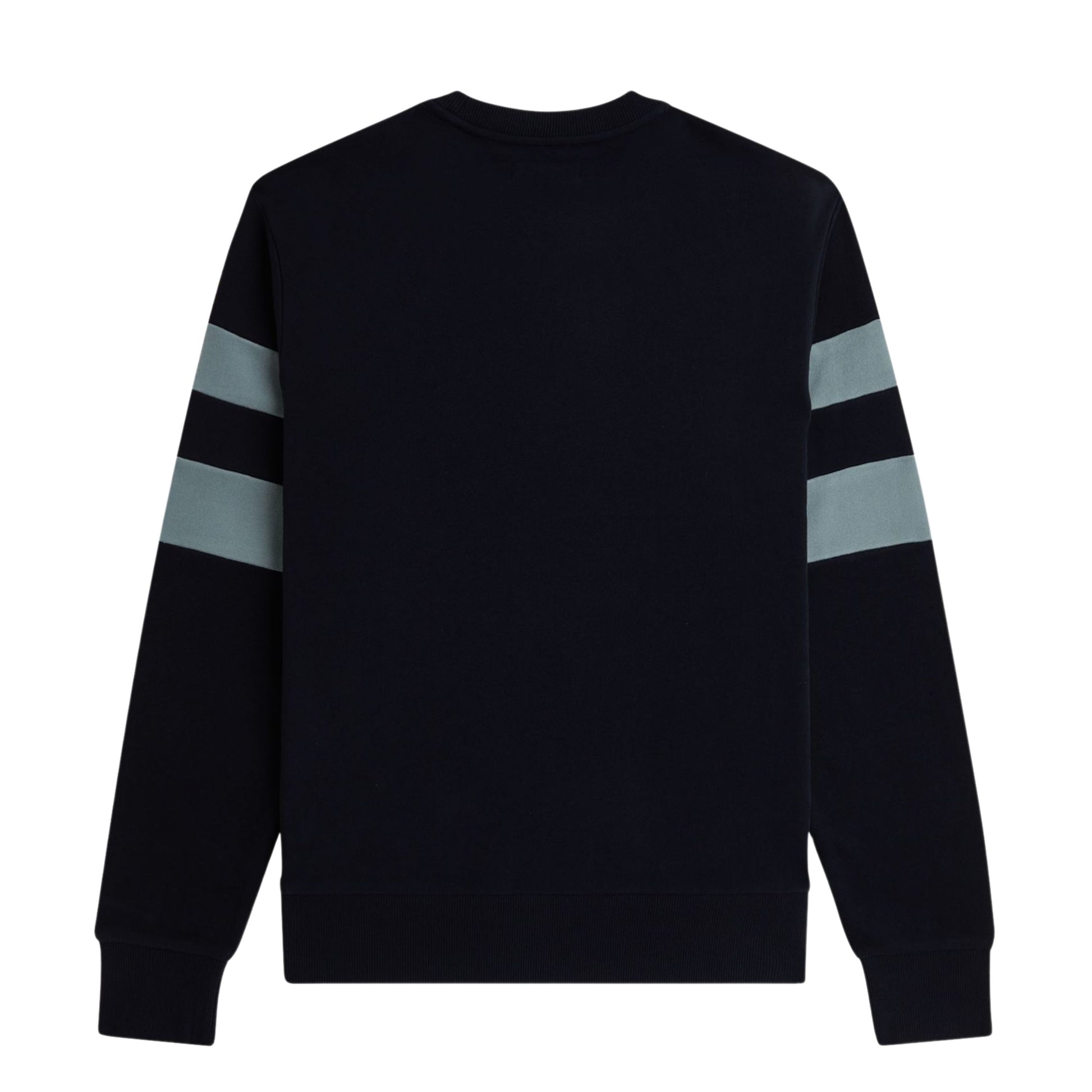 Sweat para homem Fred Perry Peach Tipped Sleeve em Azul Marinho. Foto da parte de trás.