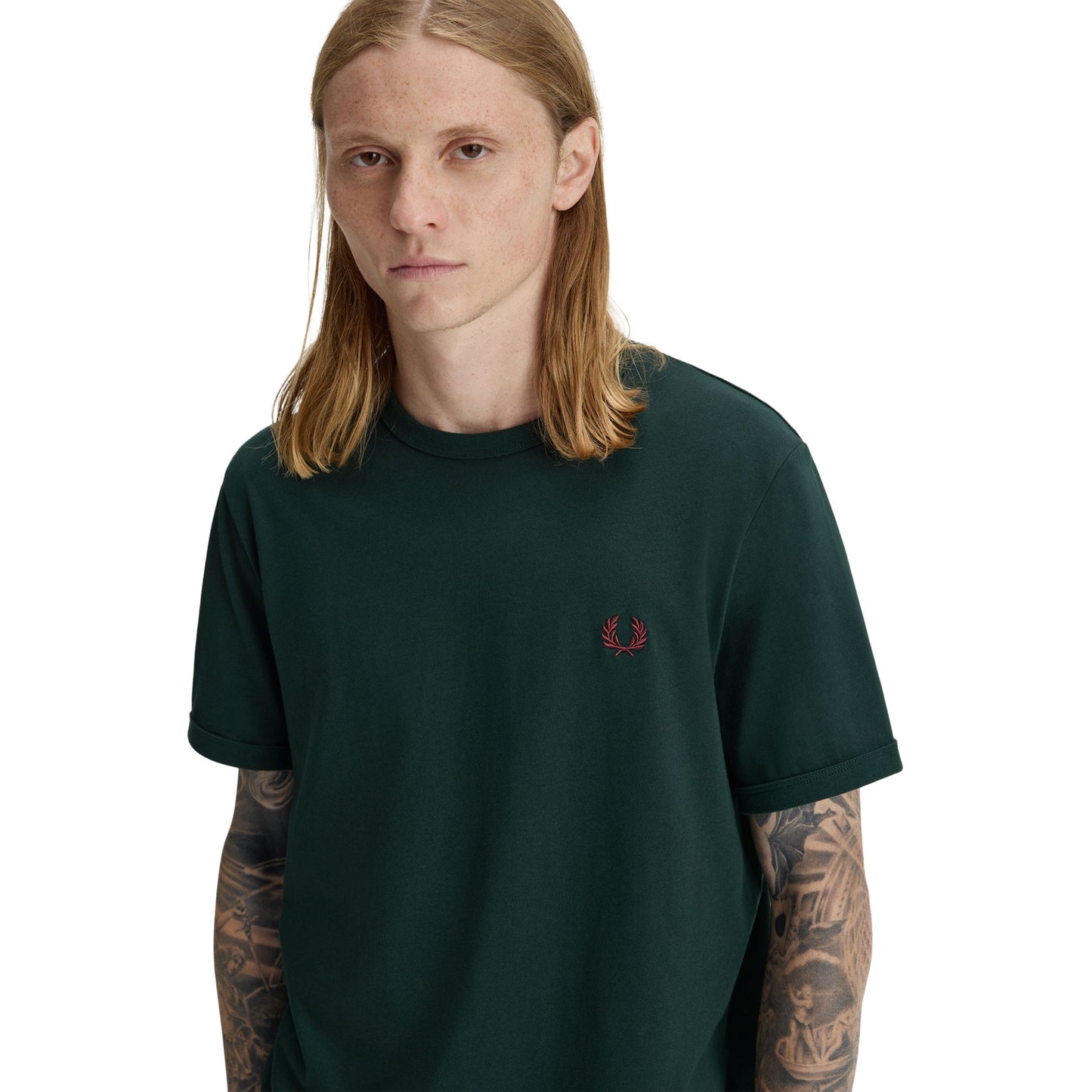 Fred Perry Ringer men's short-sleeved T-shirt in Grassroots