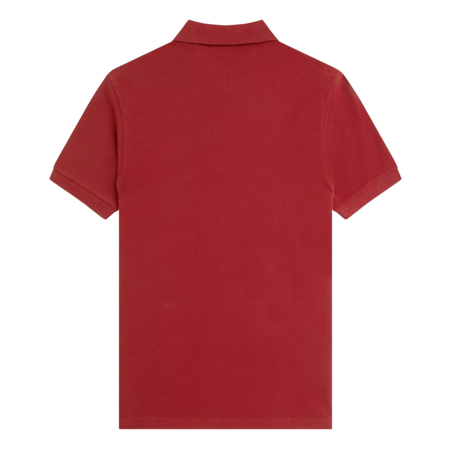 Polo de manga curta para homem Fred Perry em Vermelho Burnt/Azul Marinho. Foto da parte de trás.