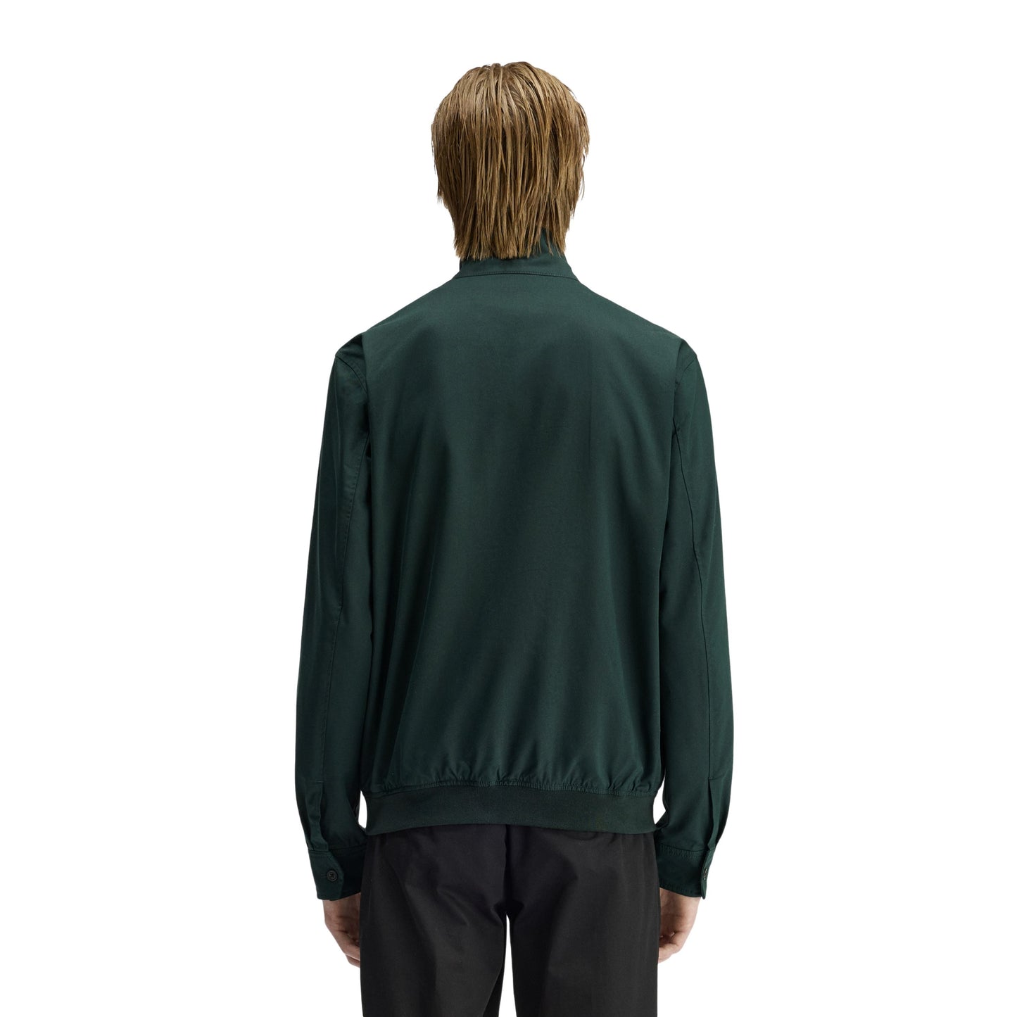 Casaco para homem Fred Perry Twill Harrington em Grassroots. Foto da parte de trás, vestido.