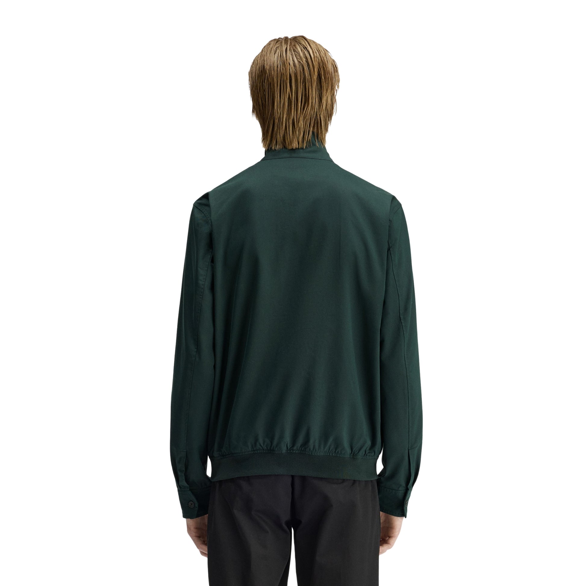 Casaco para homem Fred Perry Twill Harrington em Grassroots. Foto da parte de trás, vestido.
