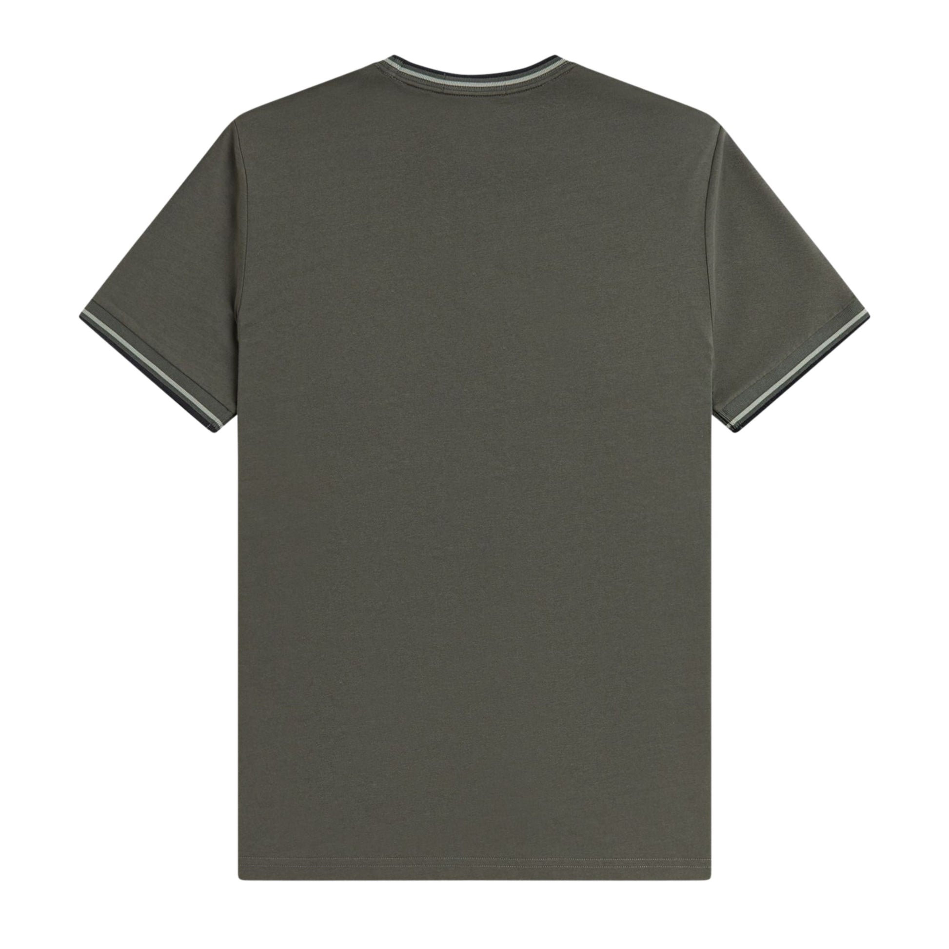 T-Shirt de manga curta para homem Fred Perry Twin Tipped em Verde Field/Seagrass/Preto. Foto da parte de trás.