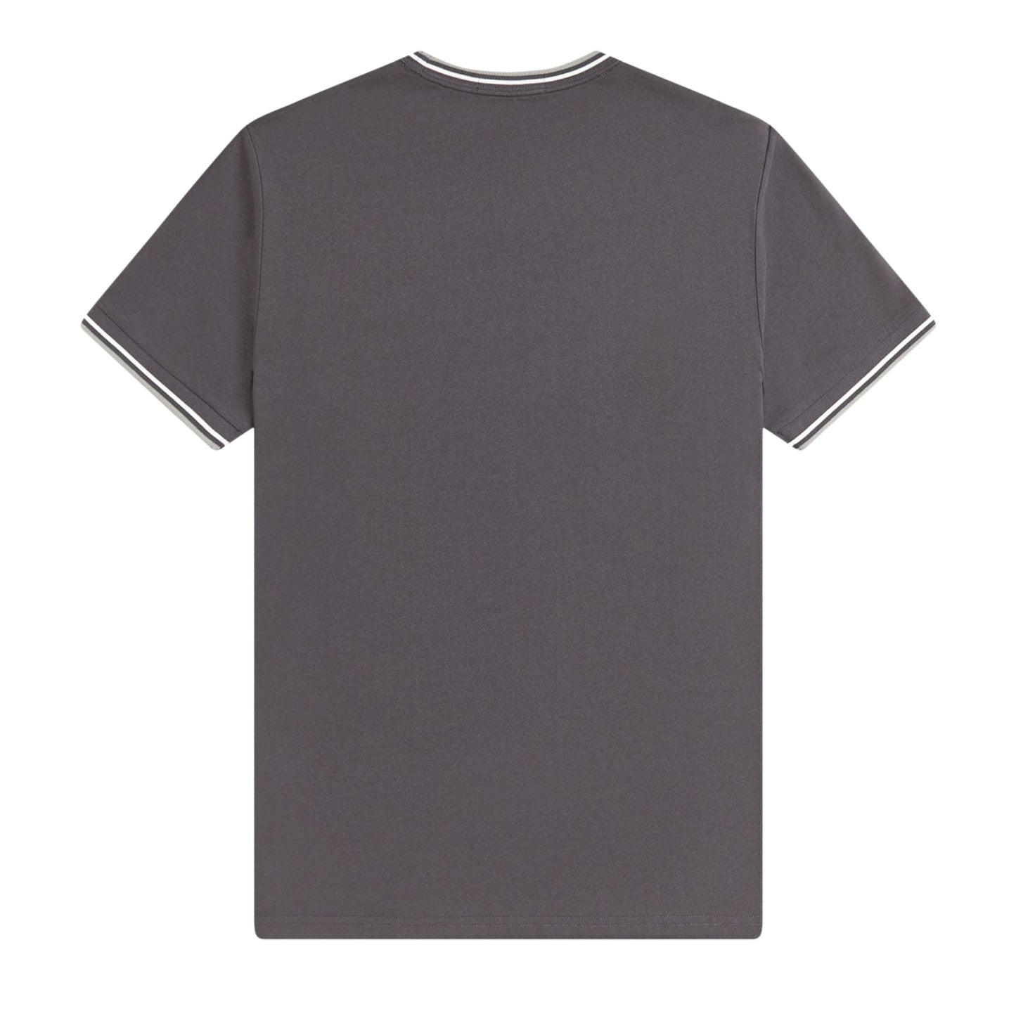 T-Shirt de manga curta para homem Fred Perry Twin Tipped em Cinza Anchor/Ecru/Seagrass. Foto da parte de trás.