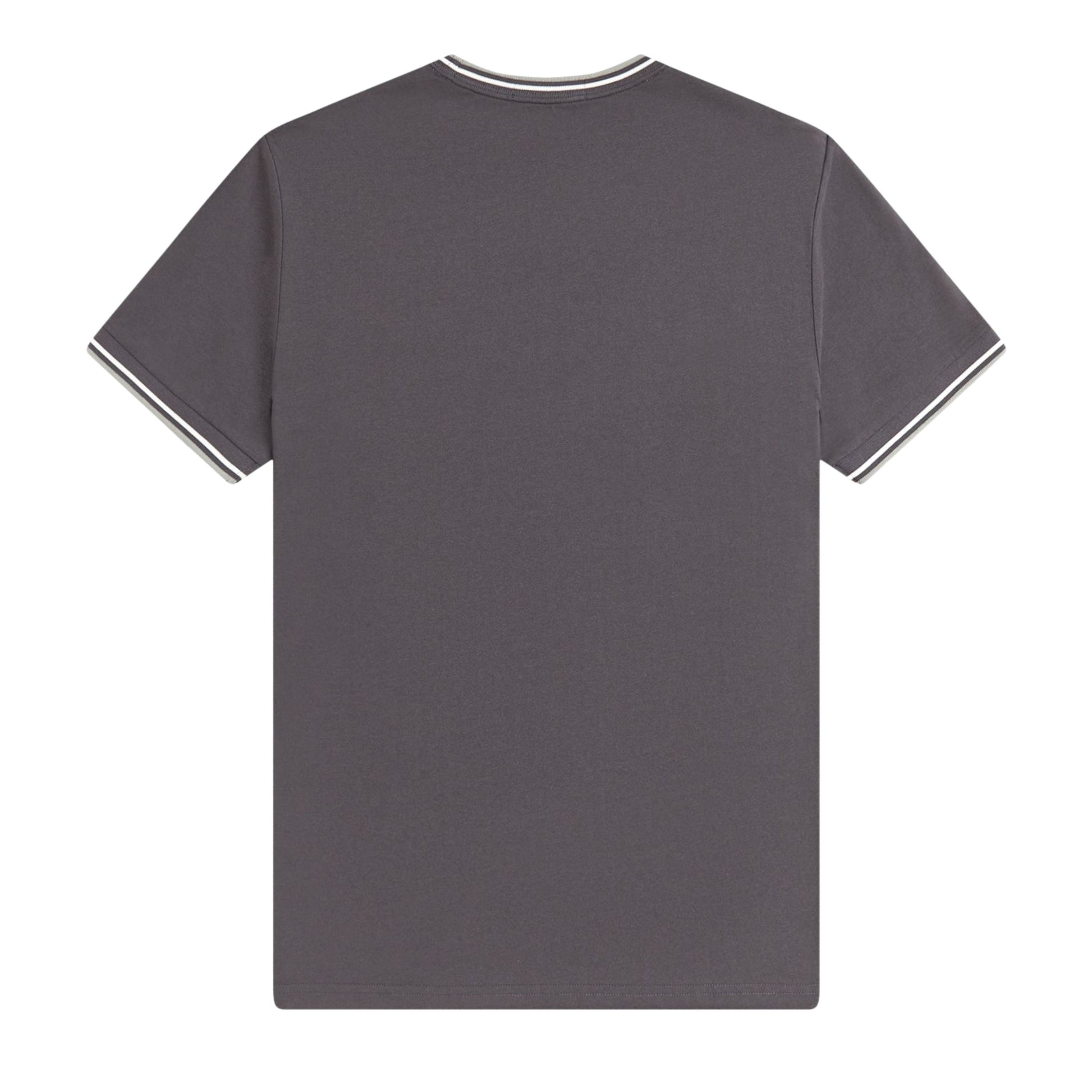 T-Shirt de manga curta para homem Fred Perry Twin Tipped em Cinza Anchor/Ecru/Seagrass. Foto da parte de trás.