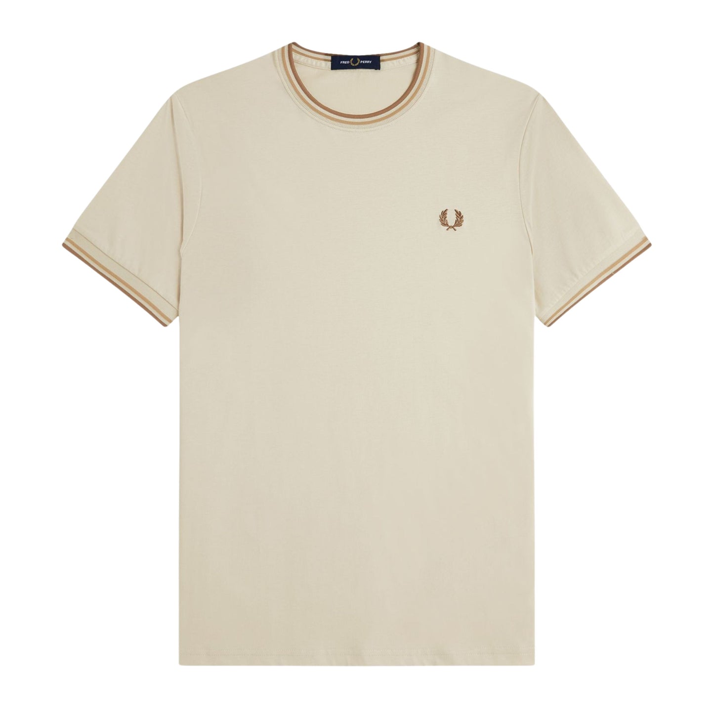 T-Shirt de manga curta para homem Fred Perry Twin Tipped em Oatmeal/Warm Stone/Shaded Stone