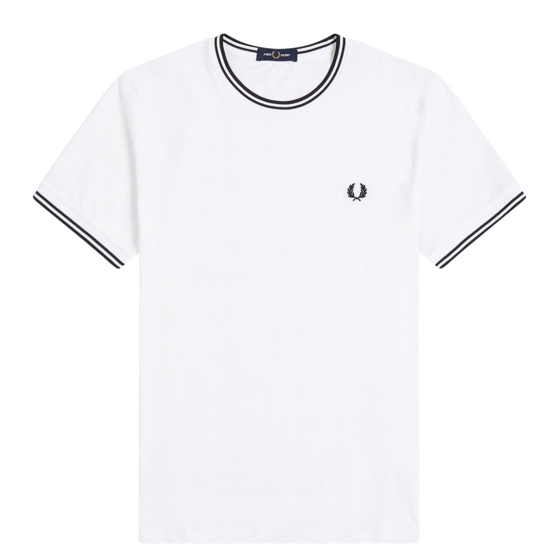 T-Shirt de manga curta para homem Fred Perry Twin Tipped em Branco. Foto da parte da frente.
