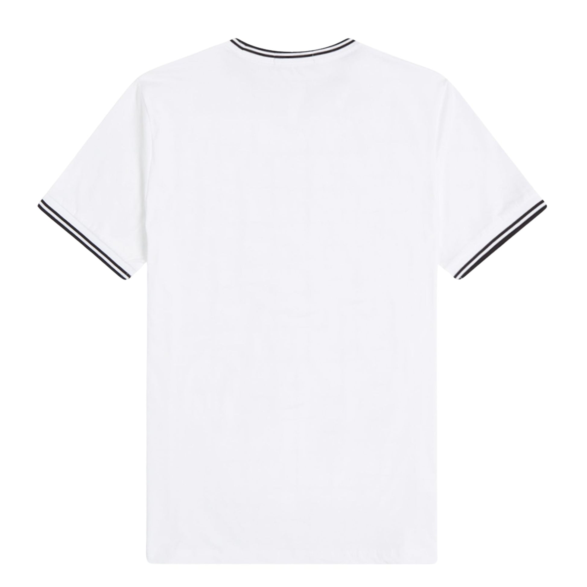 T-Shirt de manga curta para homem Fred Perry Twin Tipped em Branco. Foto da parte de trás.