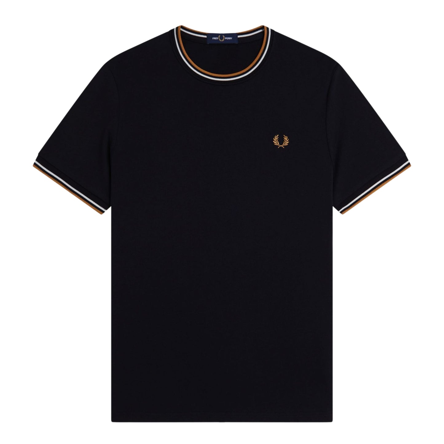 T-Shirt de manga curta para homem Fred Perry Twin Tipped em Preto. Foto da parte da frente.