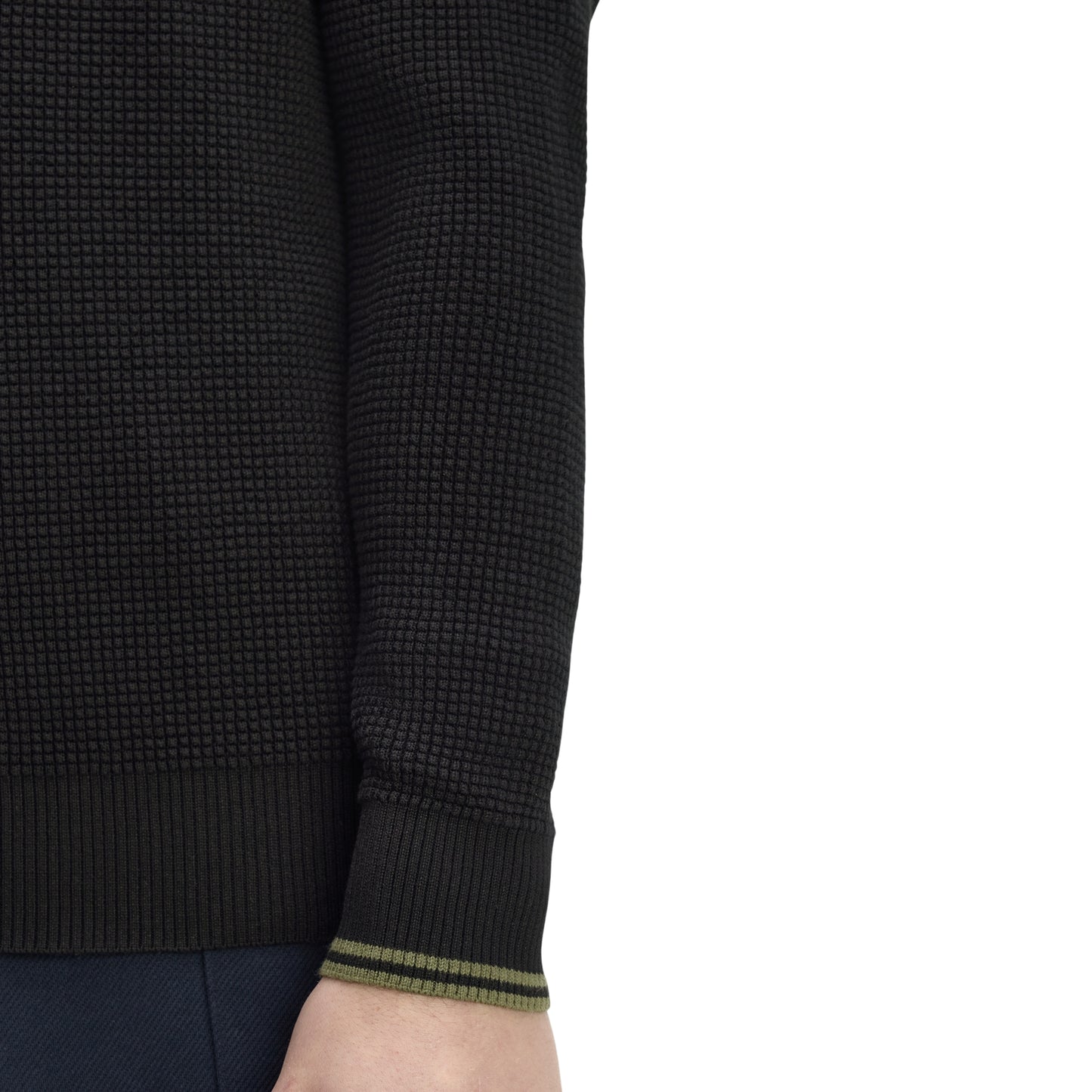 Camisola de malha para homem Fred Perry Waffle Stitch em Preto