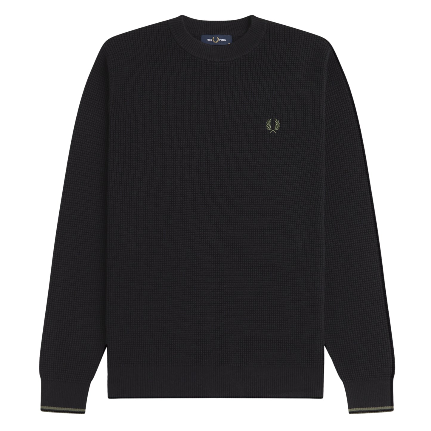 Camisola de malha para homem Fred Perry Waffle Stitch em Preto