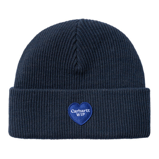 Carhartt WIP Heart Patch Beanie Blue. Foto da parte da frente.