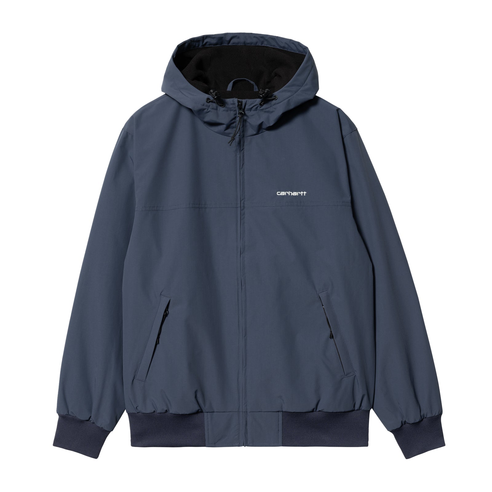 Carhartt WIP Hooded Sail Jacket Blue/White. Foto da parte da frente fechado.