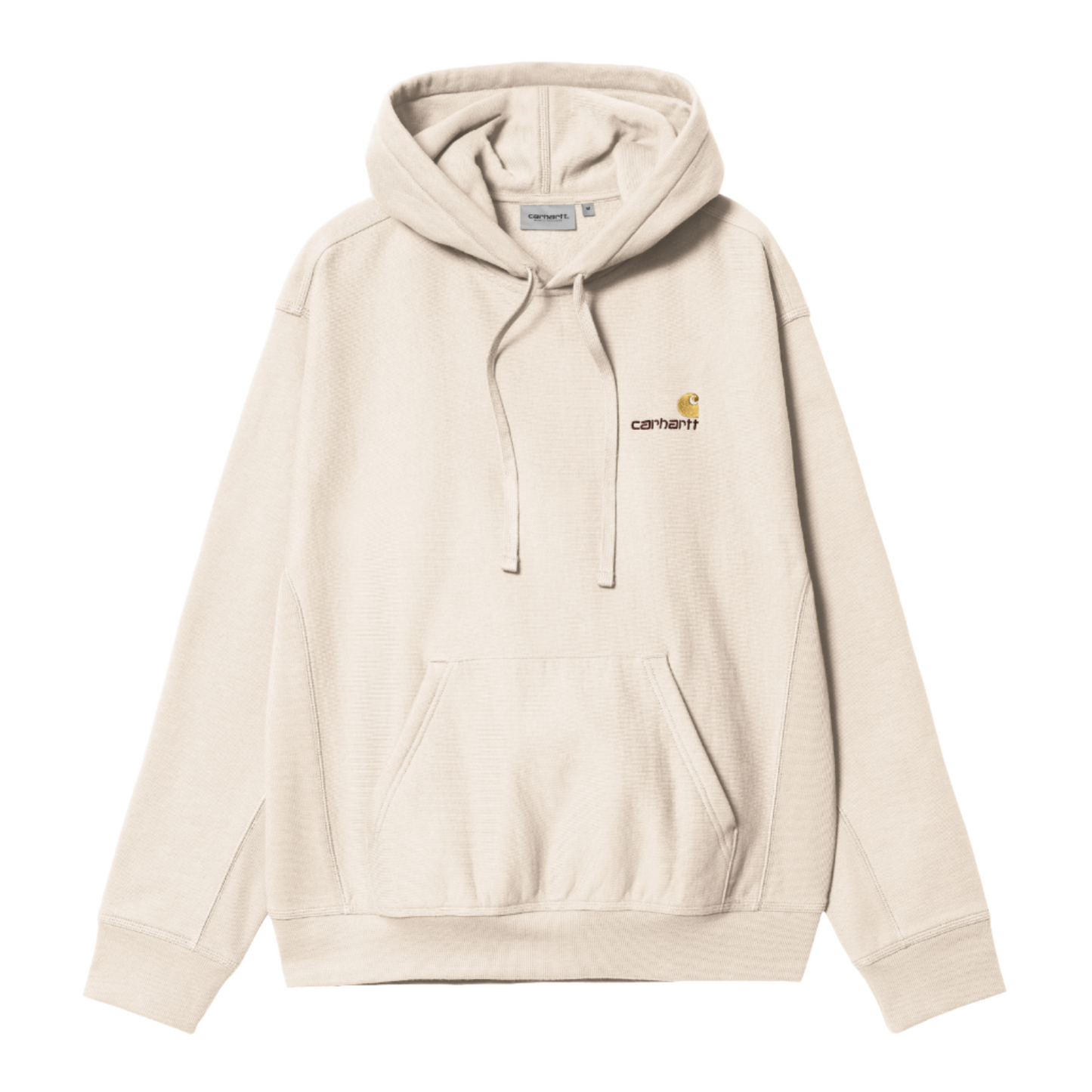 Carhartt WIP Hooded American Script Sweat Moonbeam. Foto da parte da frente.