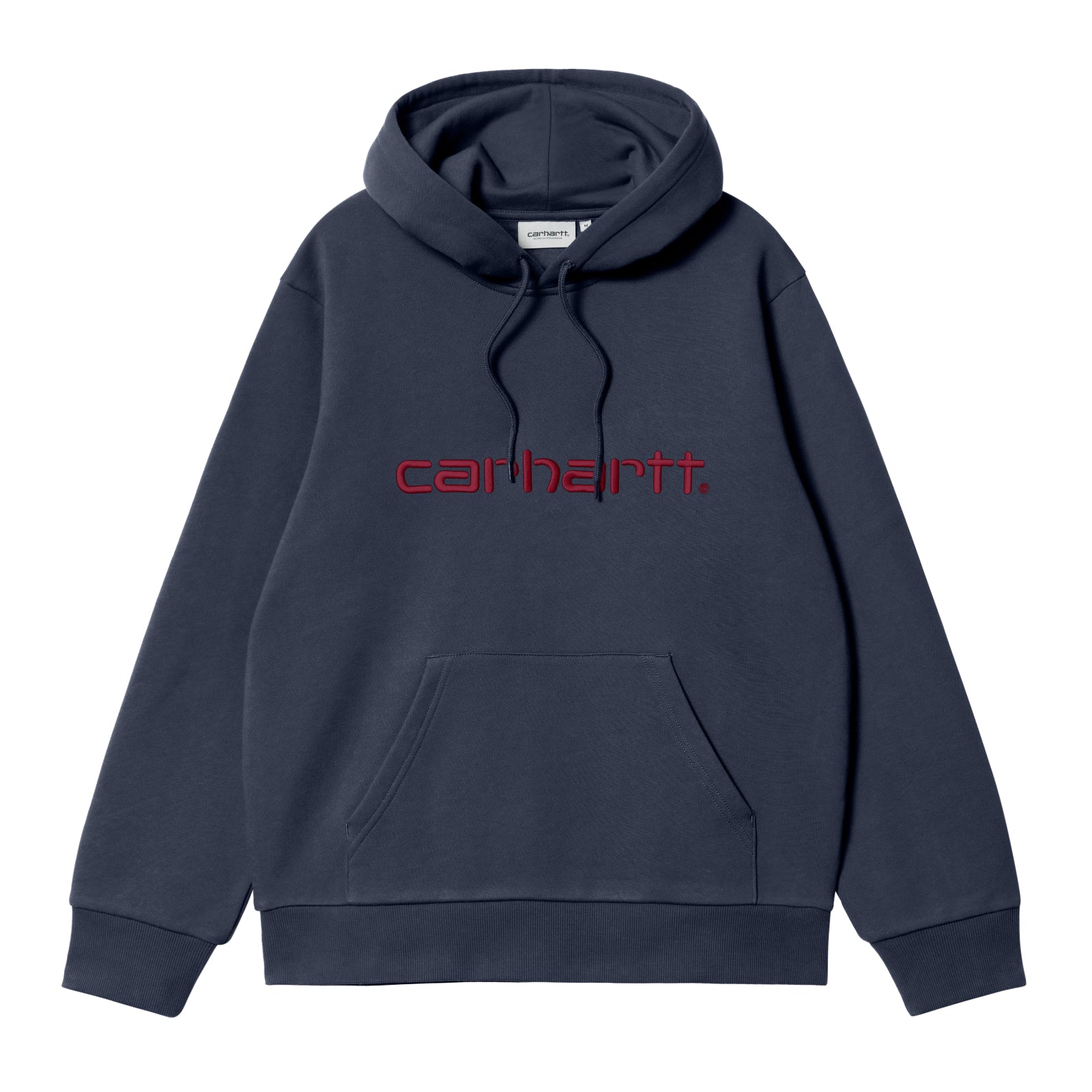 Carhartt WIP Hooded Carhartt Sweat Air Force Blue/Malbec. Foto da parte da frente.