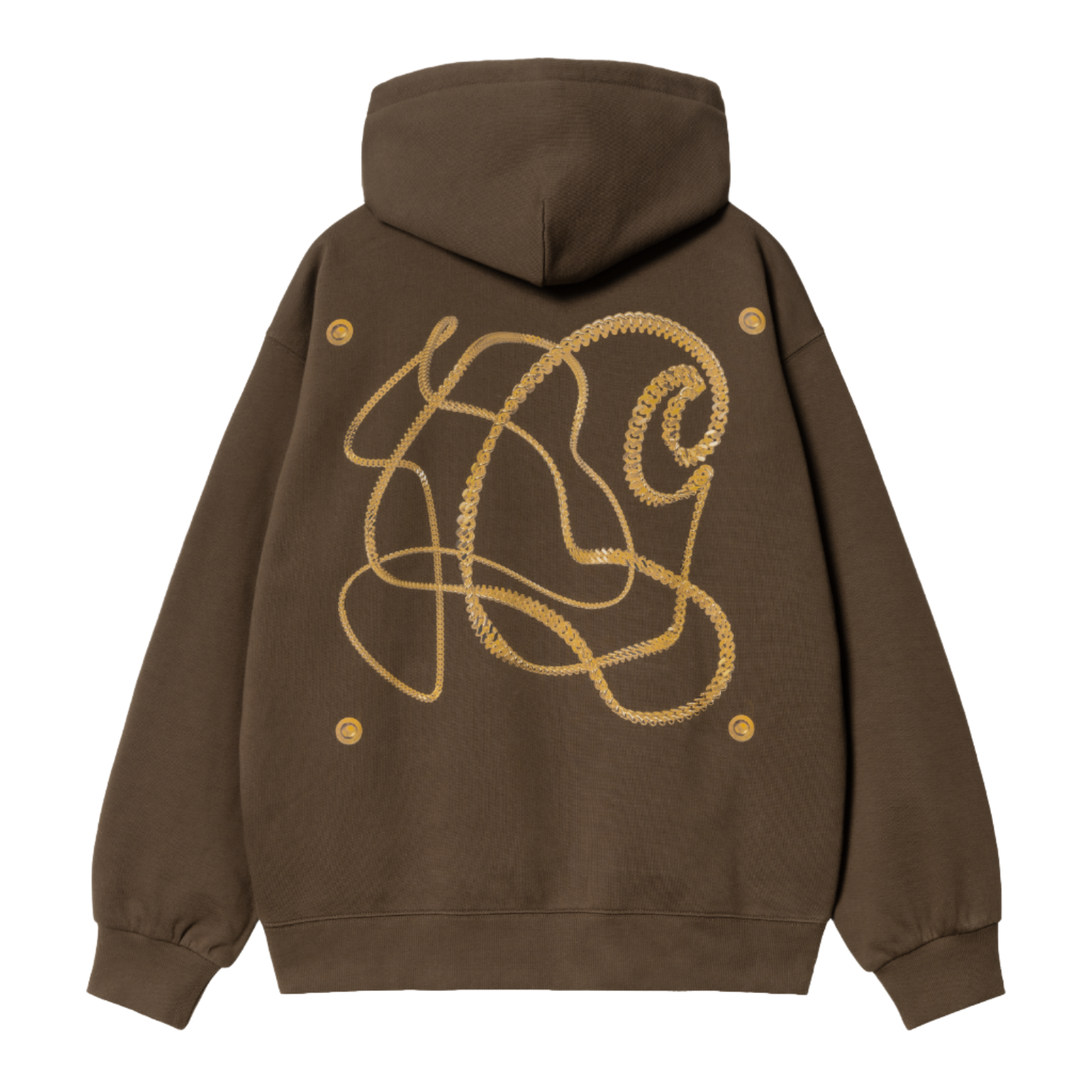 Carhartt WIP Hooded Charm Link Sweat Liberica/Gold Stone Washed. Foto da parte de trás.