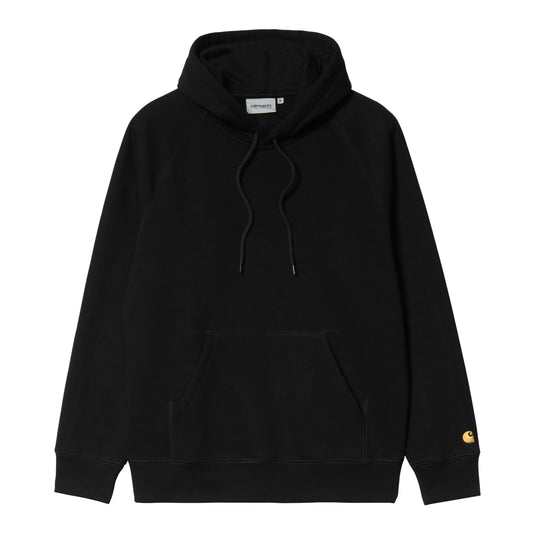 Carhartt WIP Hooded Chase Sweat Black/Gold. Foto da parte da frente.