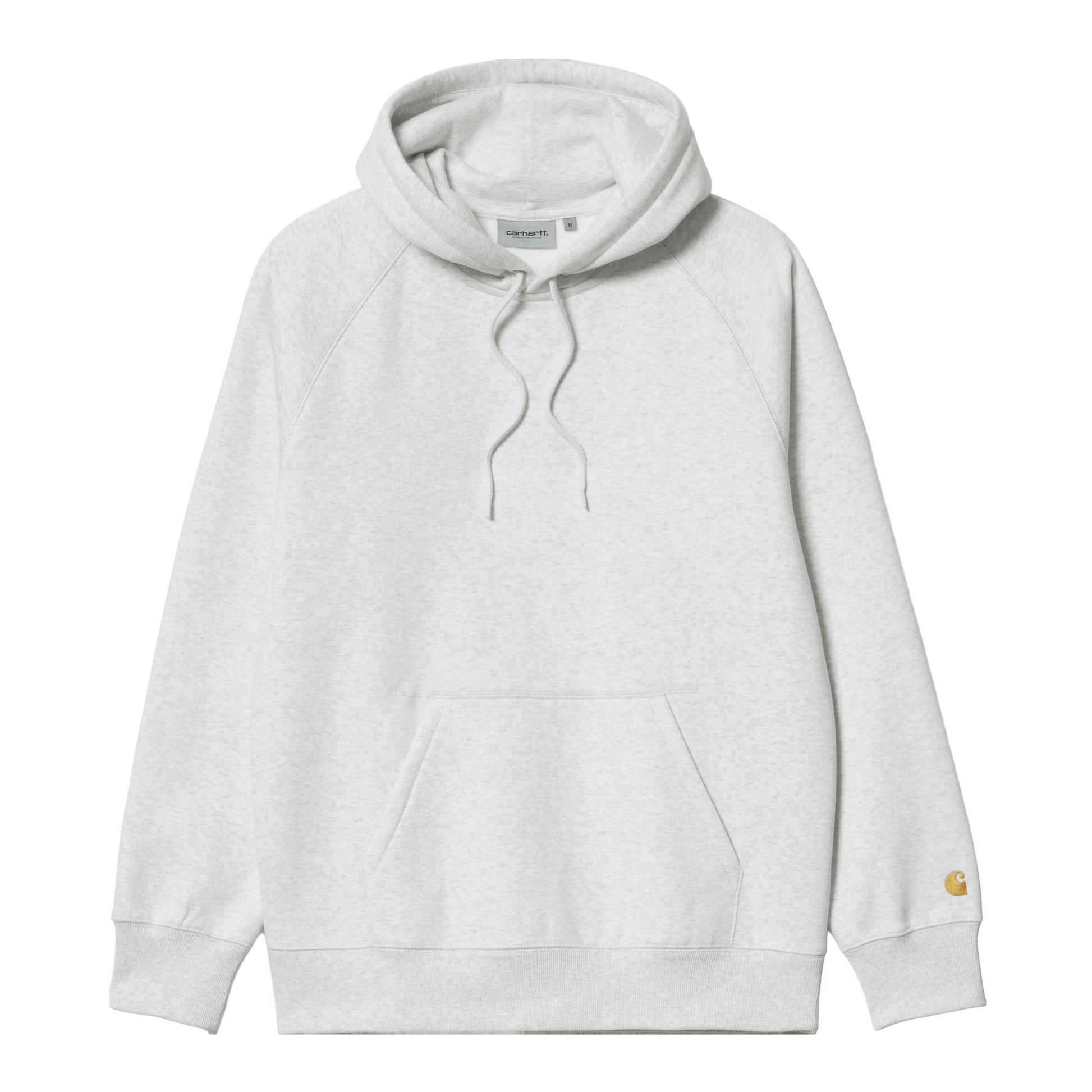 Sweat com carapuço para homem Carhartt WIP Hooded Chase em Ash Heather/Gold. Foto da parte da frente.