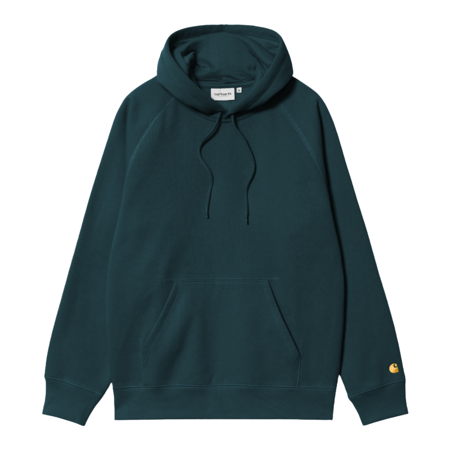 Carhartt WIP Hooded Chase Sweat Duck Blue/Gold. Foto da parte da frente.