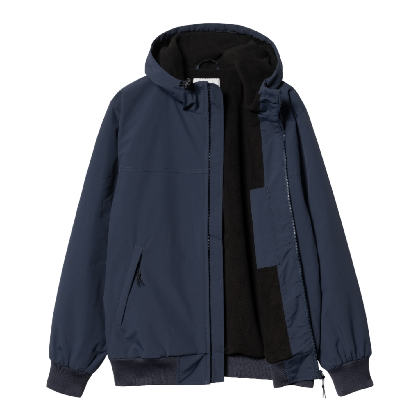 Carhartt WIP Hooded Sail Jacket Air Force Blue/White. Foto da parte da frente aberto.