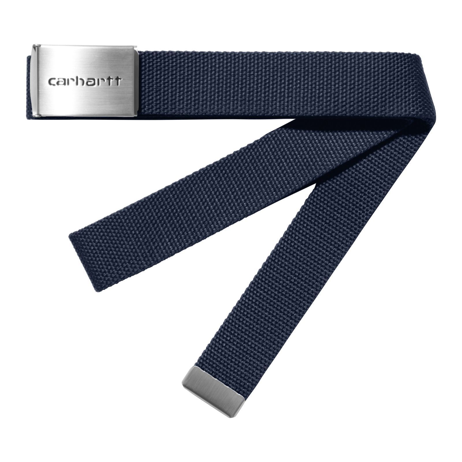 Carhartt WIP Clip Belt Chrome Air Force Blue. Foto da parte da frente.