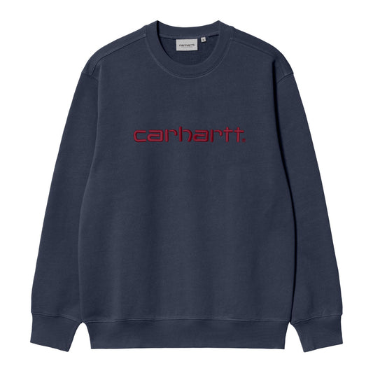 Carhartt WIP Carhartt Sweat Air Force Blue/Malbec. Foto da parte da frente.