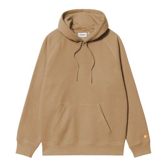 Carhartt WIP Hooded Chase Sweat Peanut/Gold. Foto da parte da frente.