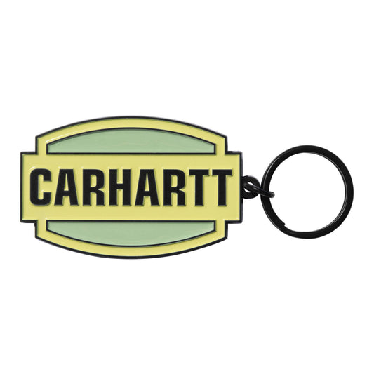 Carhartt WIP Press Script Keychain Artic Lime. Foto da parte da frente.