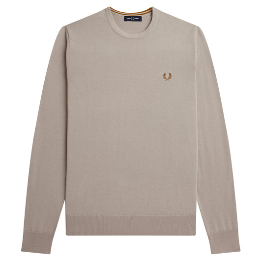 Fred Perry Classic Crew Neck Jumper Dark Oatmeal