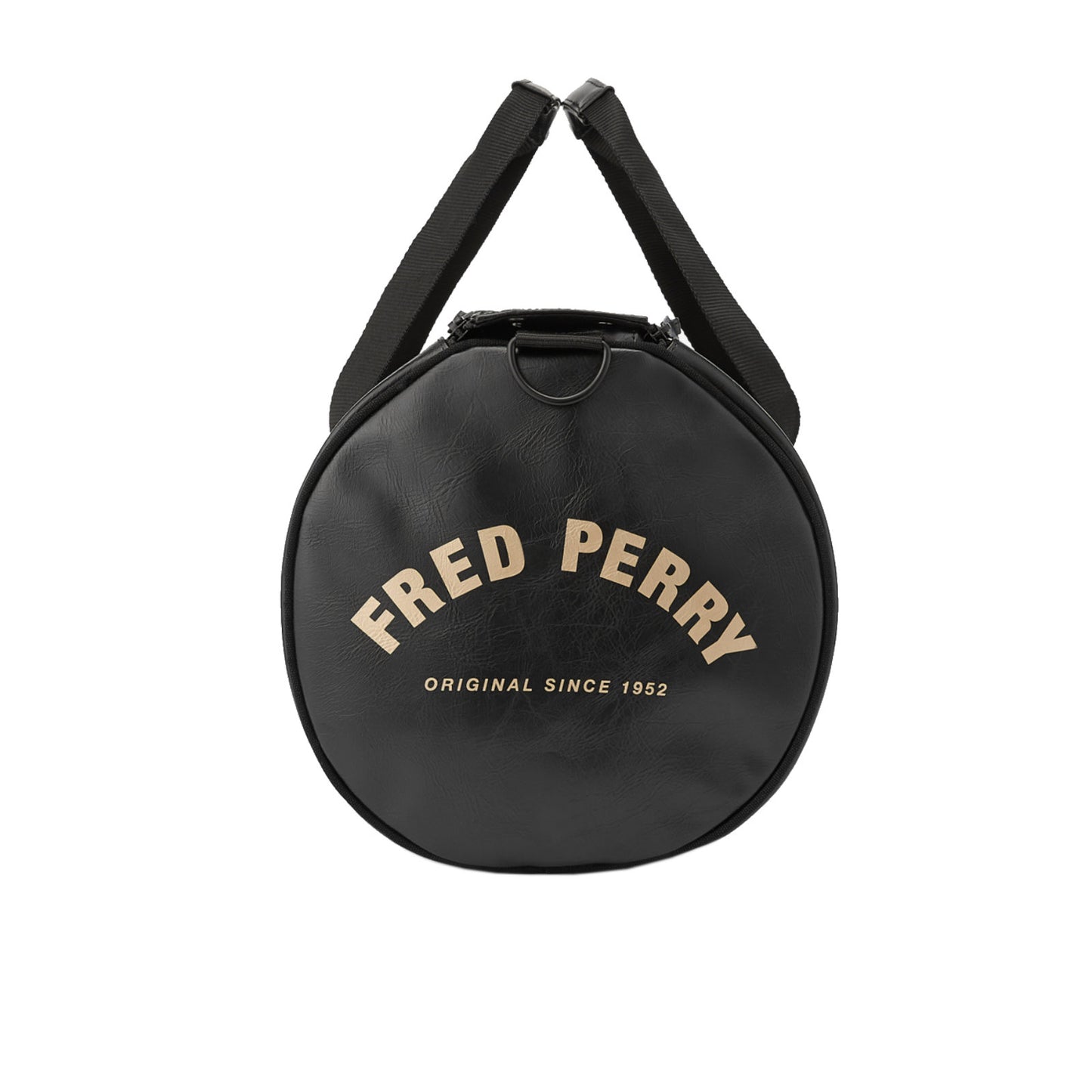 Fred Perry PU Barrel Bag Black. Foto da parte lateral.