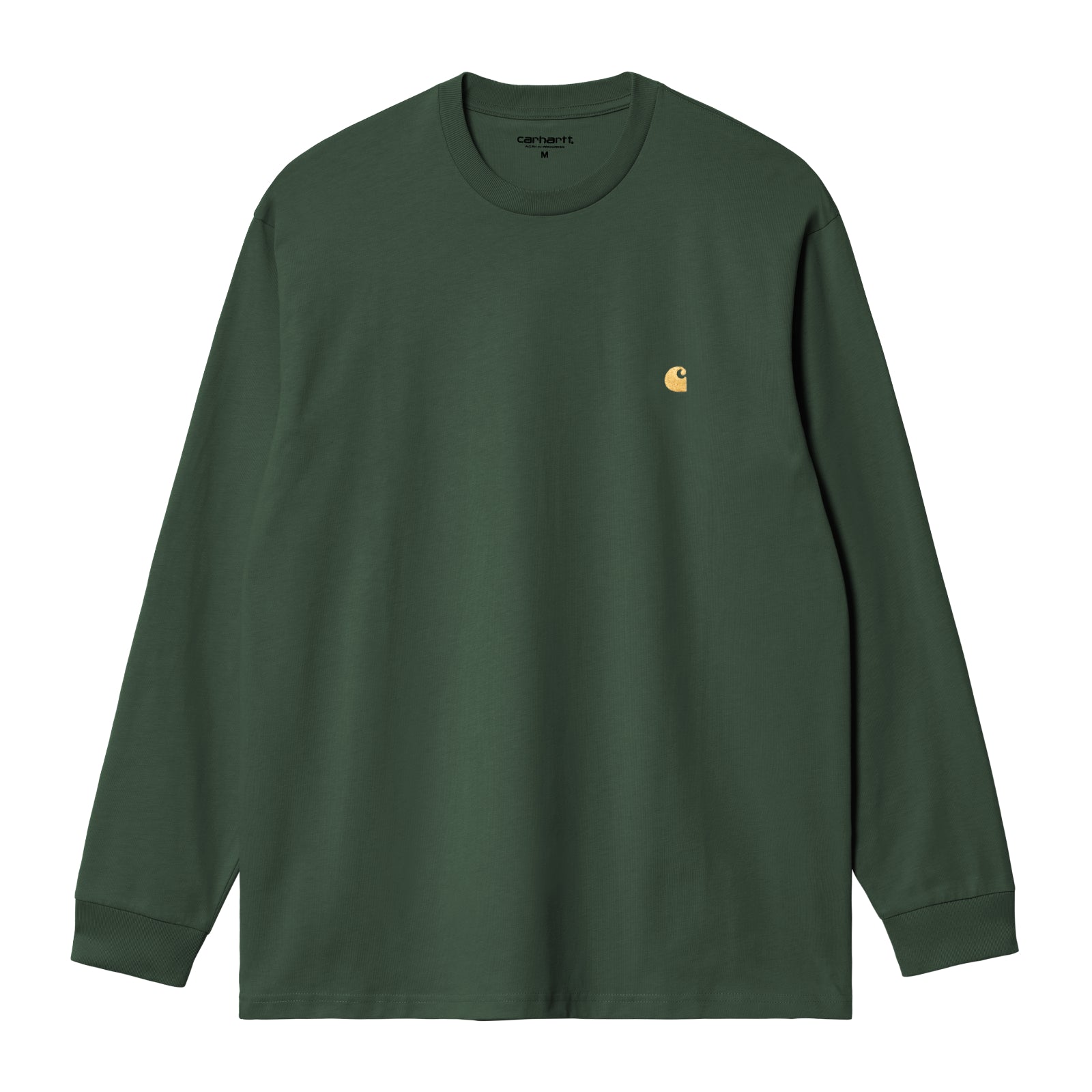 Carhartt WIP Chase Long Sleeve T-Shirt Sycamore Tree/Gold. Foto da parte da frente.