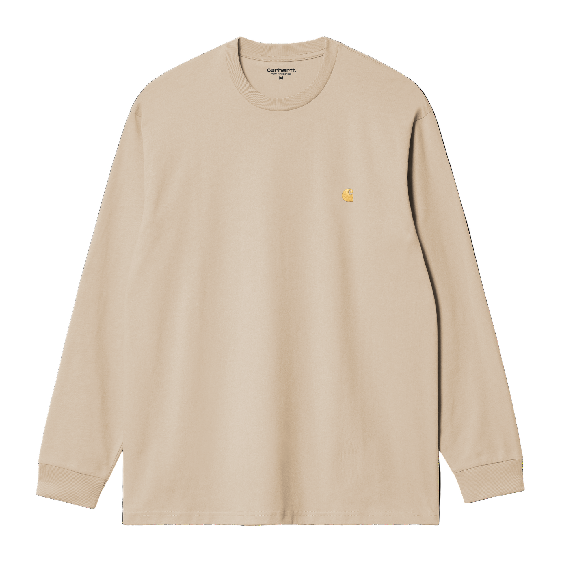 T-Shirt de manga comprida para homem Carhartt WIP Chase em Fleur De Sel/Gold. Foto da parte da frente.