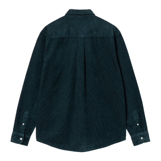 Carhartt WIP Madison Cord Long Sleeve Shirt Duck Blue/Wax. Foto da parte de trás.