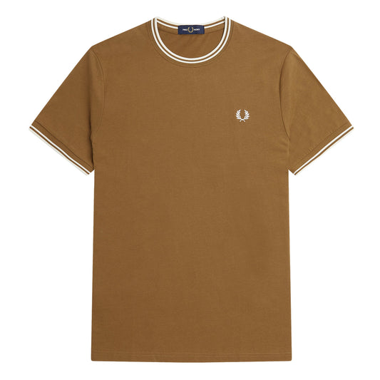 Fred Perry Twin Tipped T-Shirt Shaded Stone. Foto da parte da frente.