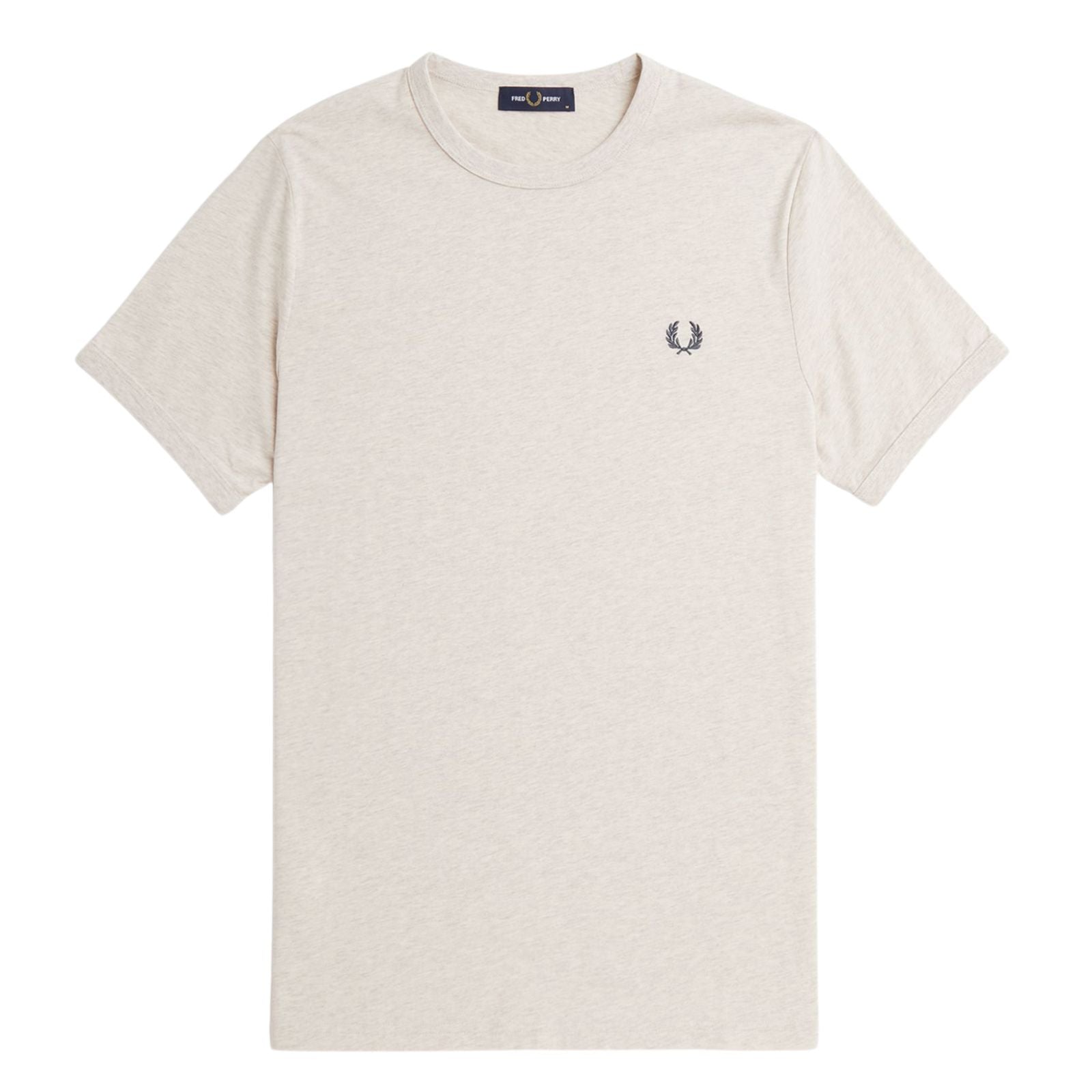 Fred Perry Ringer T-Shirt Porridge Marl. Foto da parte da frente.