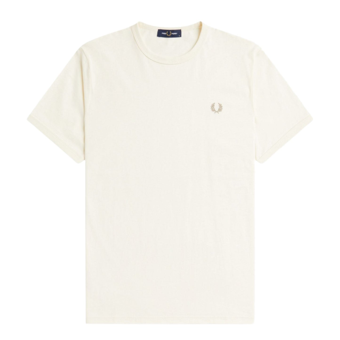 Fred Perry Ringer T-Shirt Ecru. Foto da parte da frente.