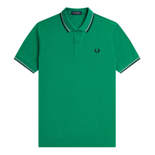 Fred Perry Twin Tipped Fred Perry Shirt Fred Perry Green. Foto da parte da frente.