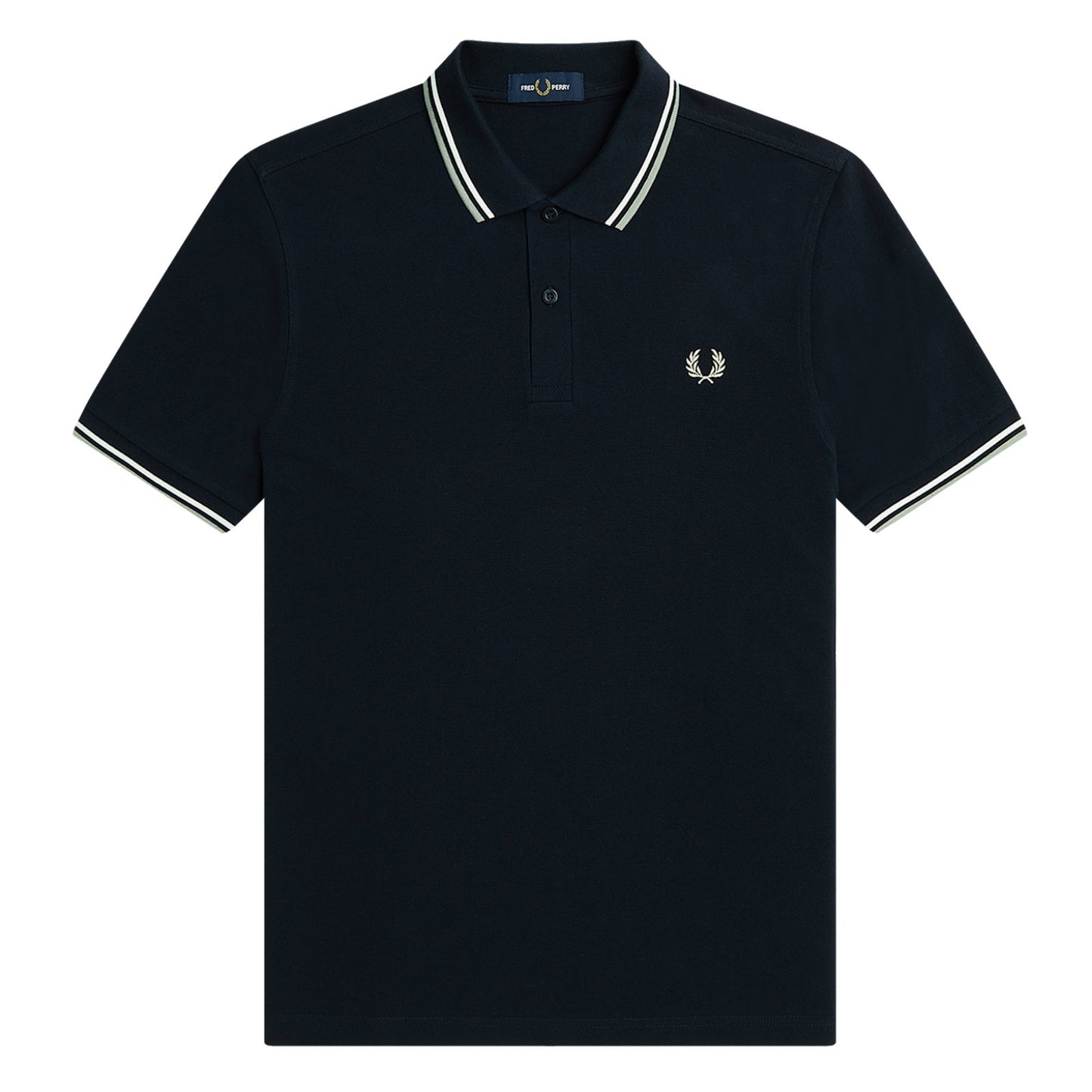 Fred Perry Twin Tipped Fred Perry Shirt Navy/Snow White/Seagrass. Foto da parte da frente.
