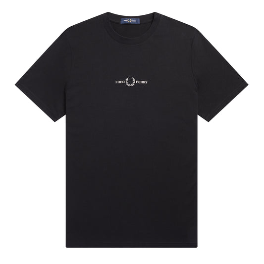 Fred Perry Embroidered T-Shirt Black. Foto da parte da frente.