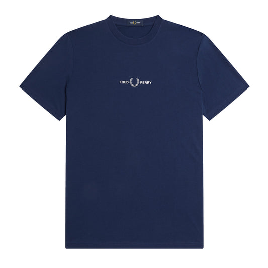 Fred Perry Embroidered T-Shirt French Navy. Foto da parte da frente.