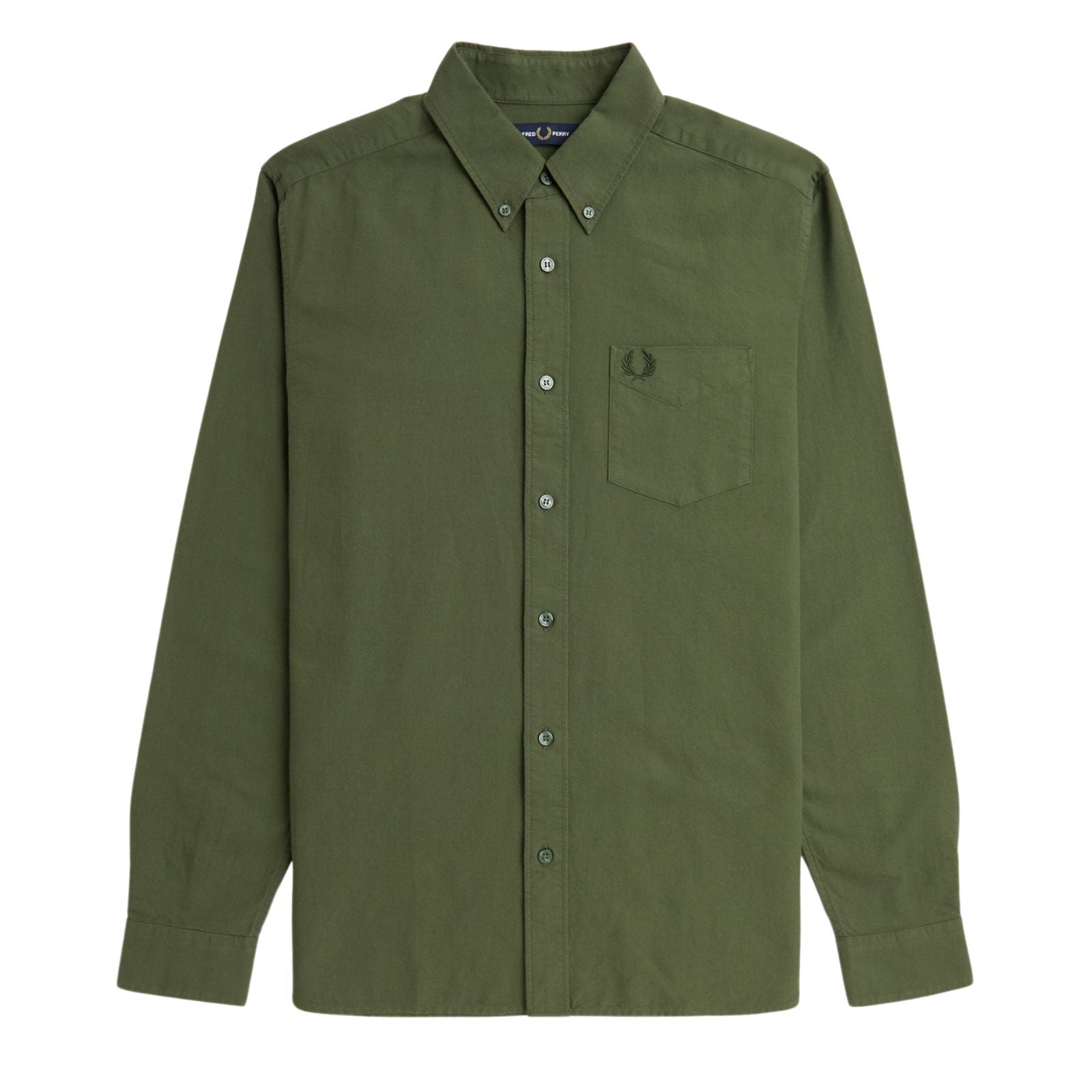 Fred Perry Oxford Shirt Laurel Wreath Green. Foto da parte da frente.