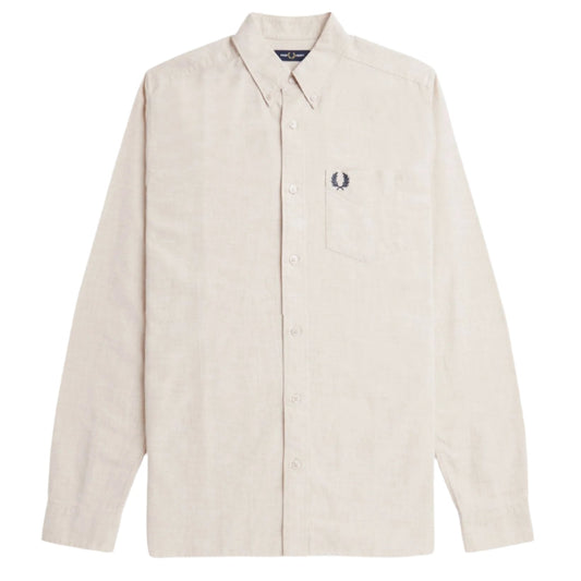 Fred Perry Oxford Shirt Porridge Marl. Foto da parte da frente.