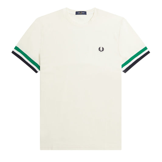 Fred Perry Bold Tipped Pique T-Shirt Ecru. Foto da parte da frente.