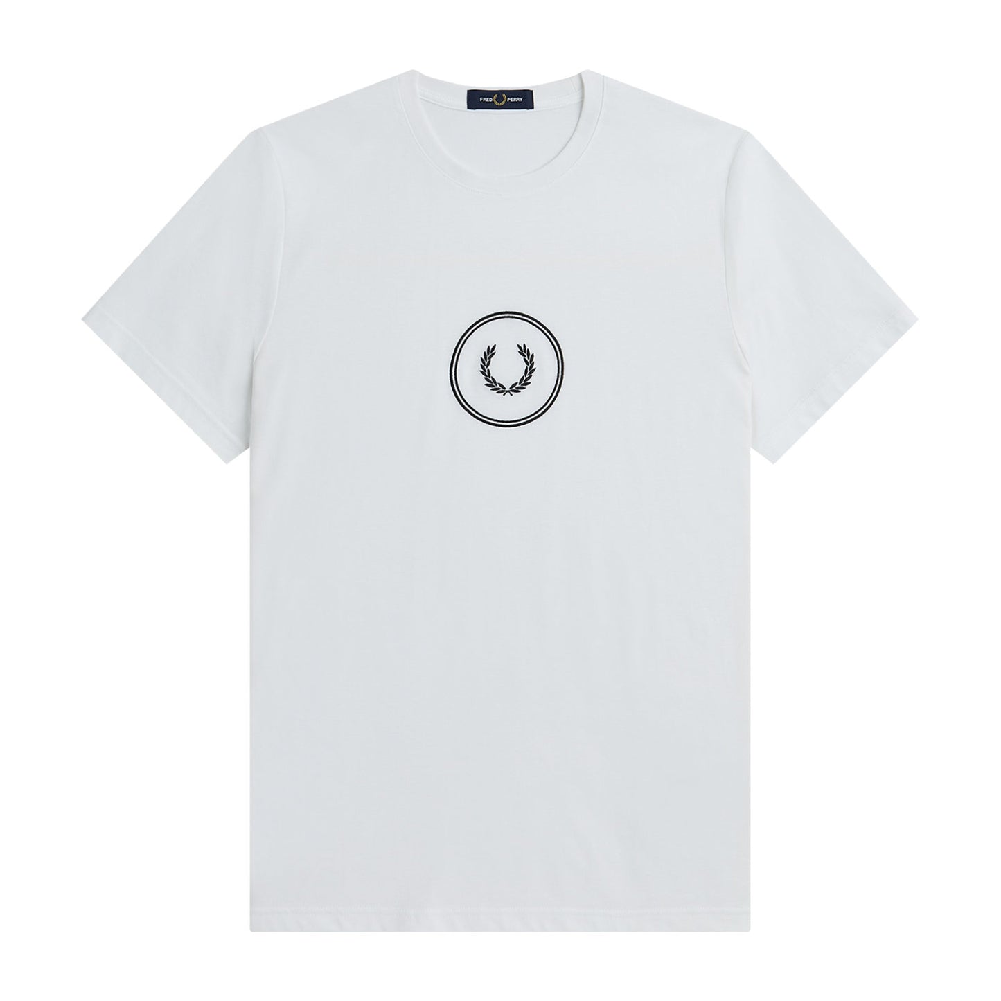 Fred Perry Circle Branding T-Shirt White. Foto da parte da frente.